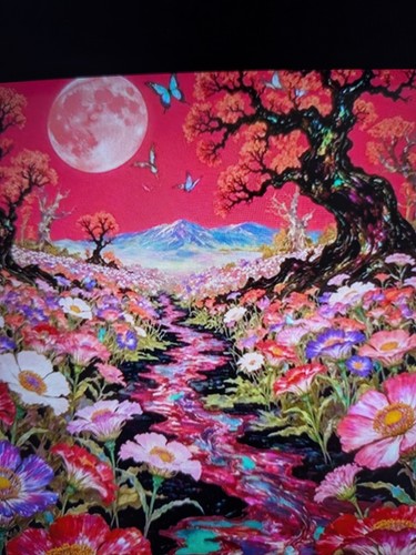 Printed cross stitch floral - printed,