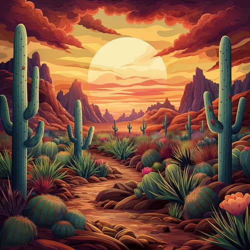 Cactus desert landscape - desert,