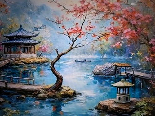 Printed cross stitch asian - cross,