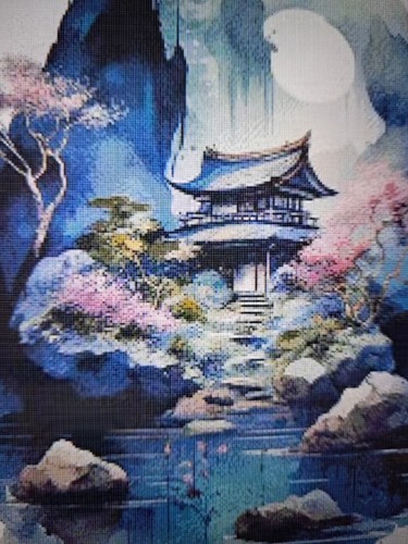 Printed cross stitch asian - printed,