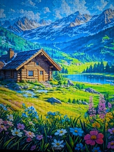 Printed cross stitch - stitch, cabin