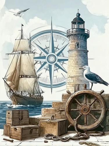 Lighthouse ship diamond - ship, art