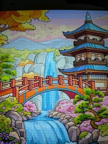 Printed cross stitch asian - printed,